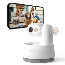 PRIMEPLUS - Pet Camera Indoor 360° Pan-Tilt, Pet Behavior Recognition, 2-Way Audio & Night Vision, 5MP - White