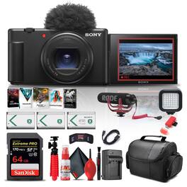 Sony - ZV-1 II Digital Camera + Pro Mic + 64GB Memory Card + Photo Software + More