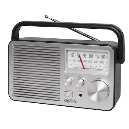 Front. Jensen - Portable AM/FM Radio with Aux Line-in - Black.