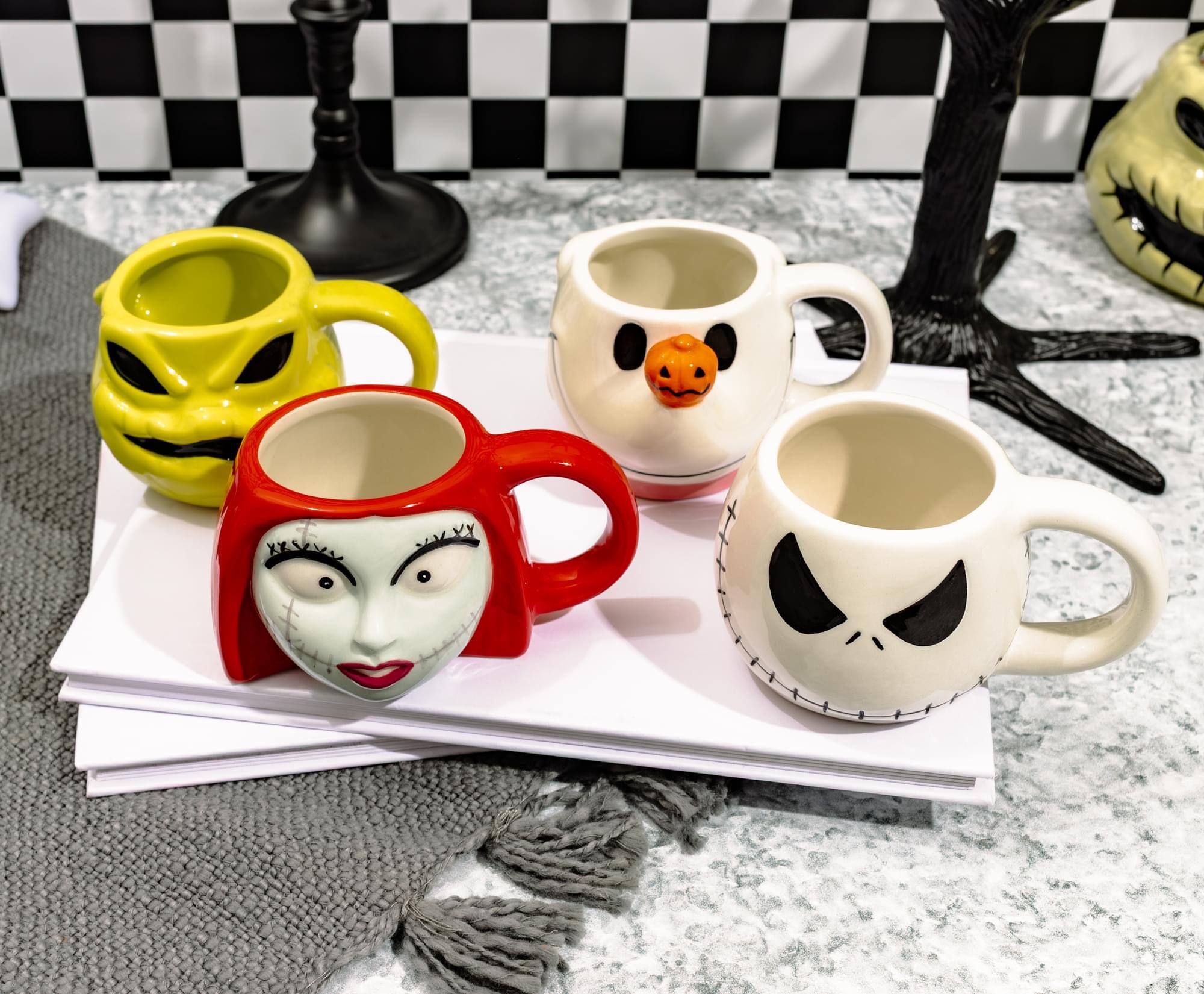 Alt View 4. Disney - Disney The Nightmare Before Christmas 4-Piece Sculpted Mug Set | Holds 4 Ounces - Multi-Colored.