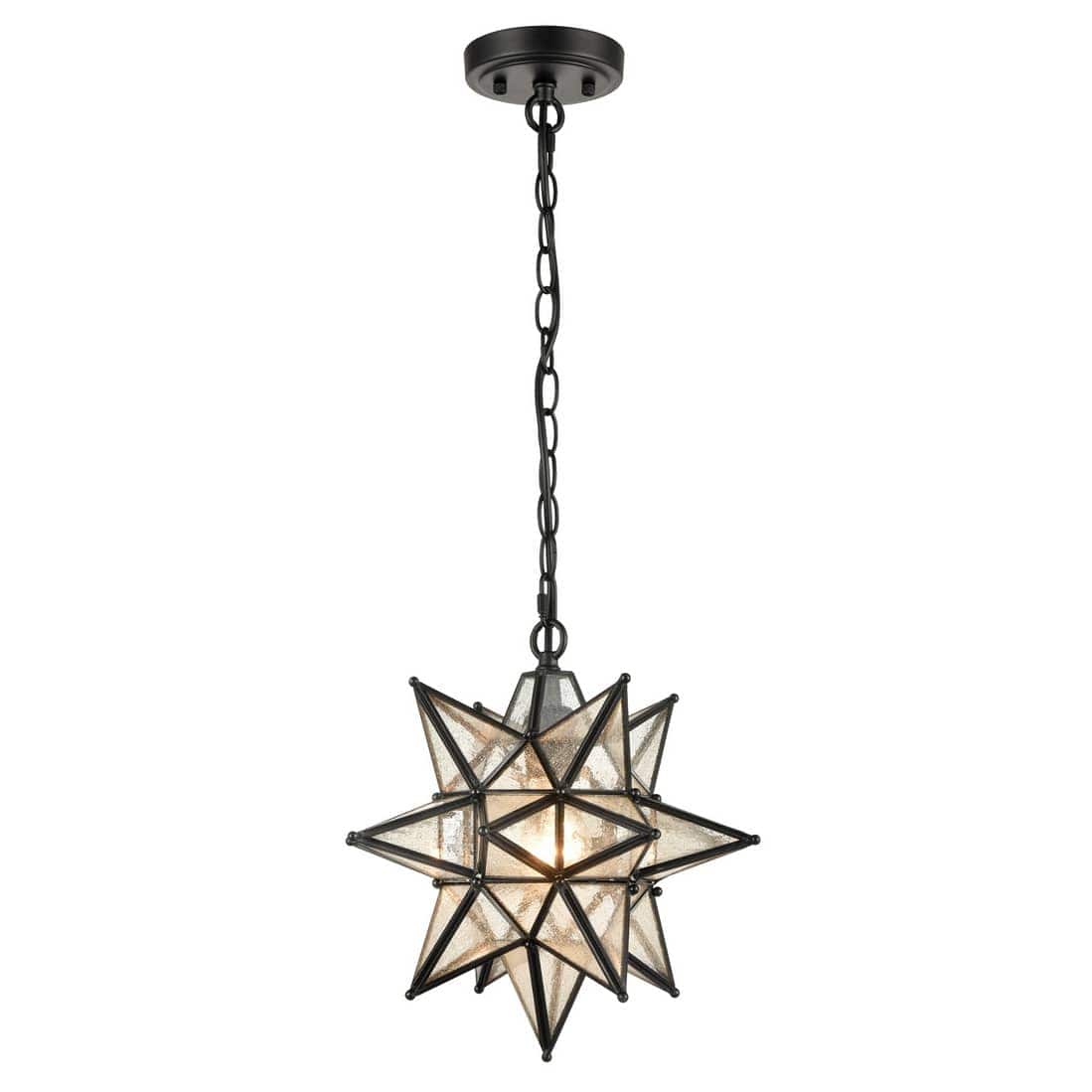 MOOSE - Moravian Star Pendant Chandelier Seeded Glass Light 19 - Black