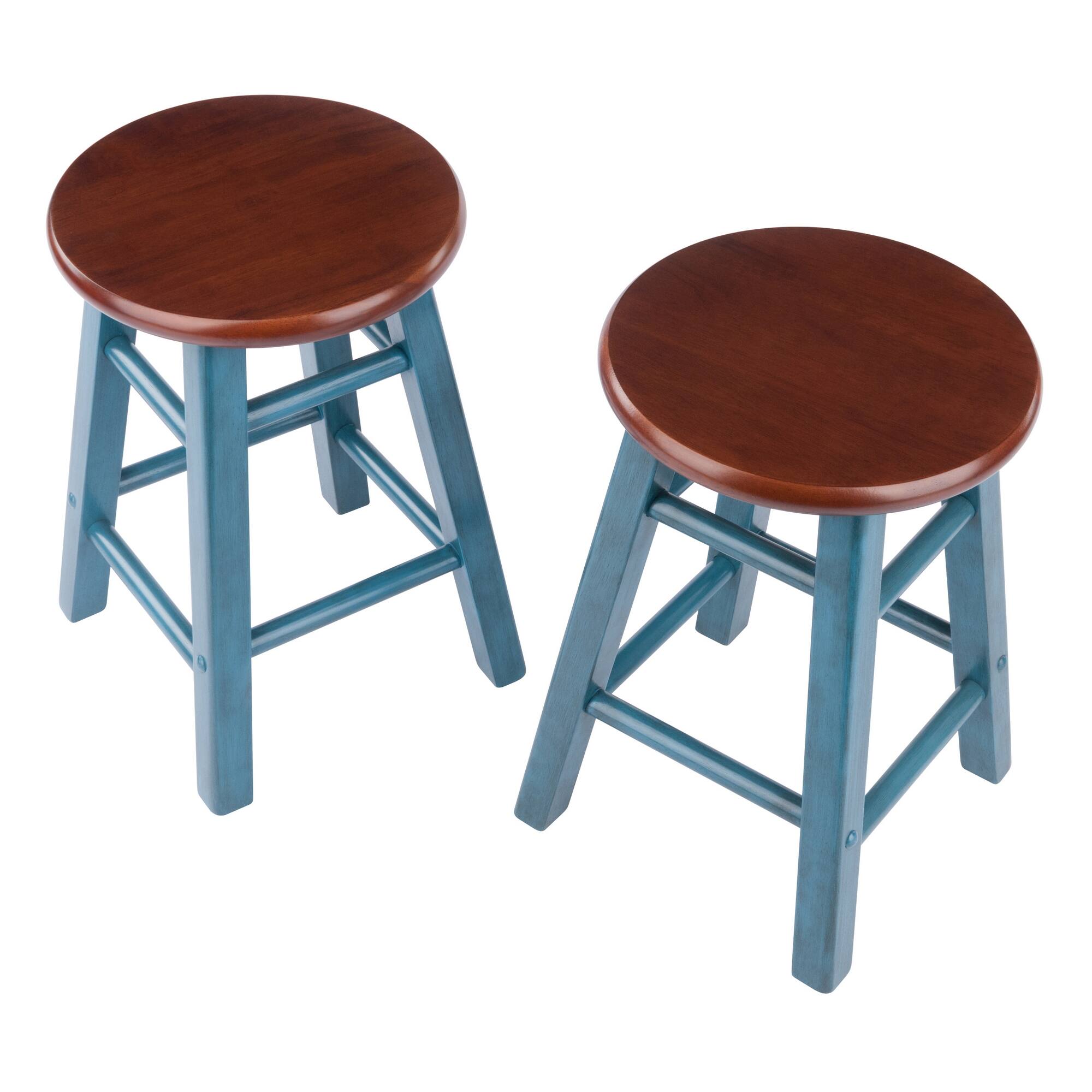 Alt View 3. Winsome Wood - Element 2-Pc Dining Stool Set, Rustic Teal & Walnut - Walnut/Rustic Teal.