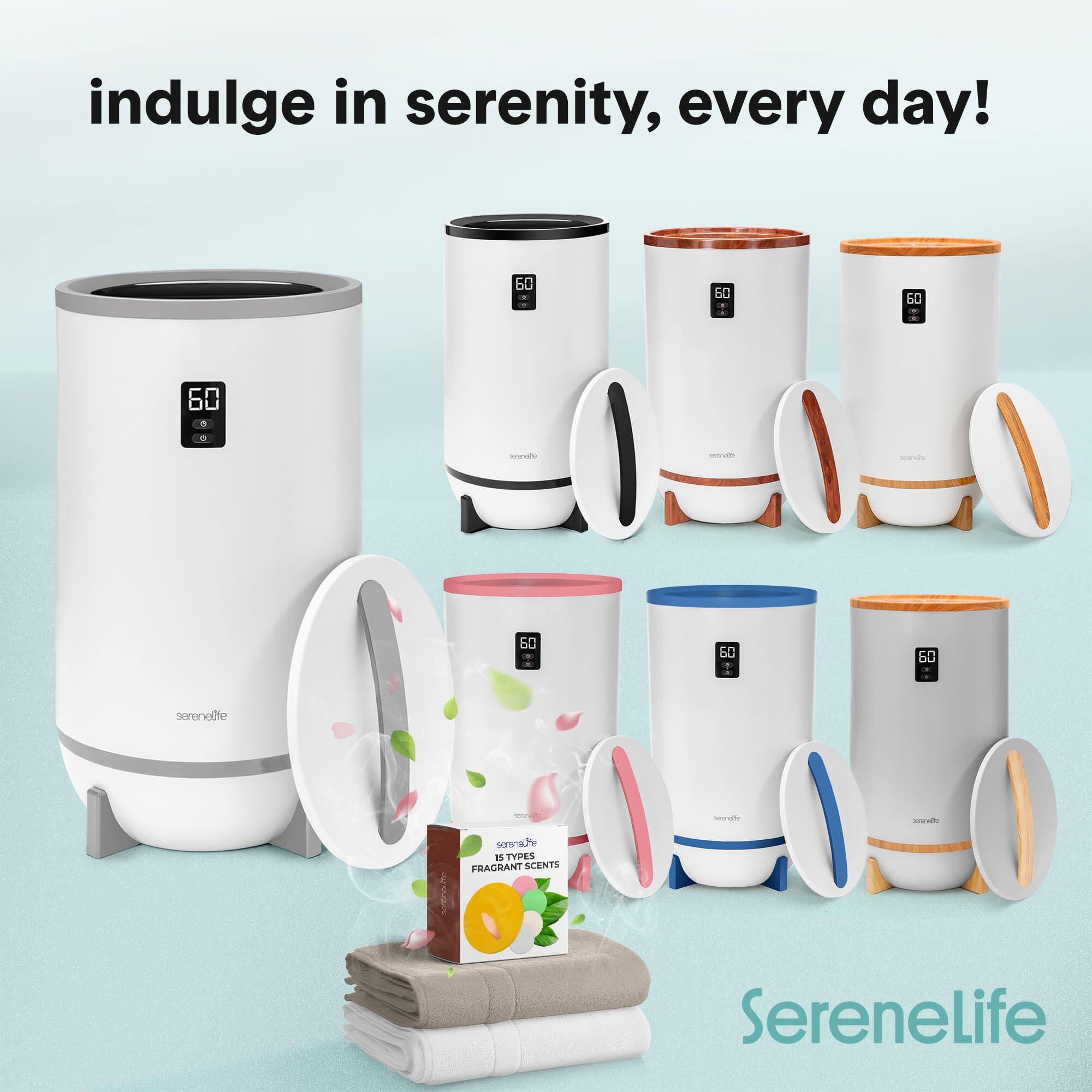 Indulge in serenity, every day!  
50 60 0 60 - 60 - Dd 60 serenette - - - sern.re  
15 TYPES FRAGRANT SCENTS  
SereneLife