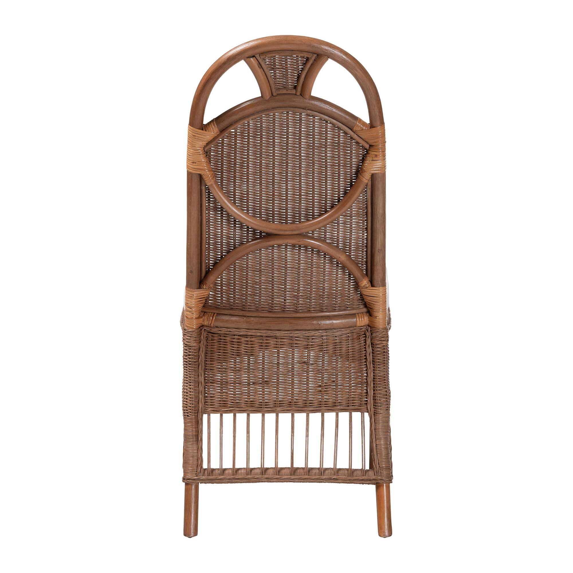 Back. bali & pari - Raya Natural Rattan Dining Chair - Handcrafted Wicker Accent Chair with High Arched Back and Cushioned Seat - Brown.