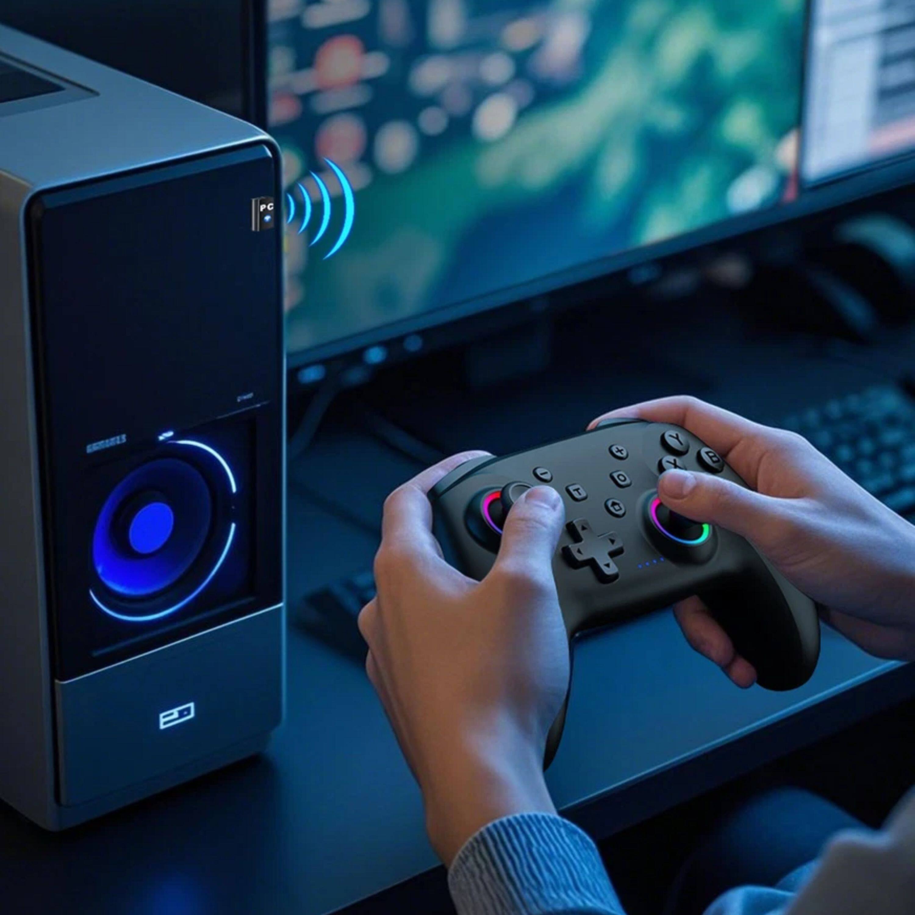 Angle. Kitcheniva - Wireless PC Controller-Bluetooth Controller For PC, Switch, iOS and Android - Black.