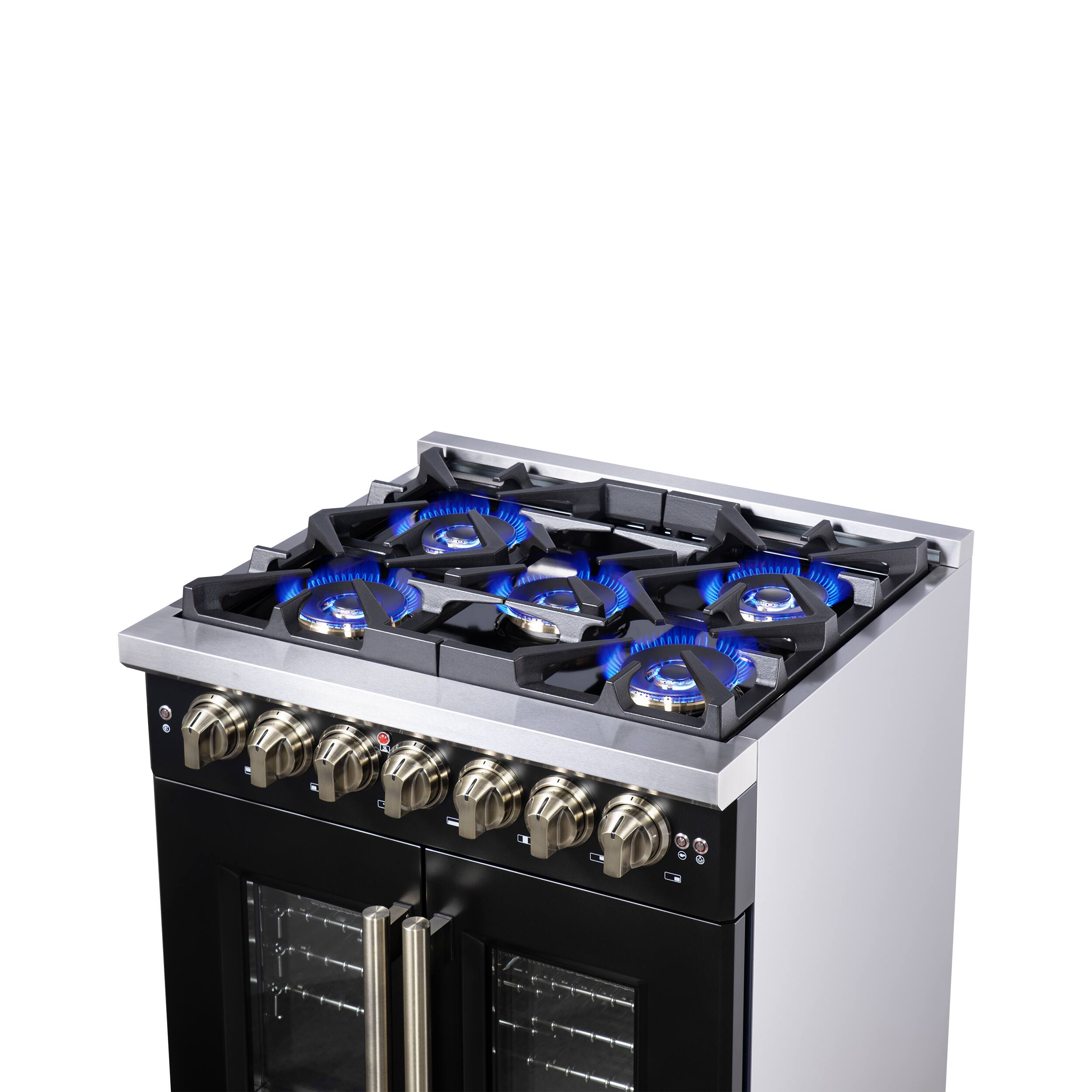 Alt View 10. Forno Appliances - Capriasca 4.32 Cu. Ft. Dual Fuel Range with French Door Design - Black.