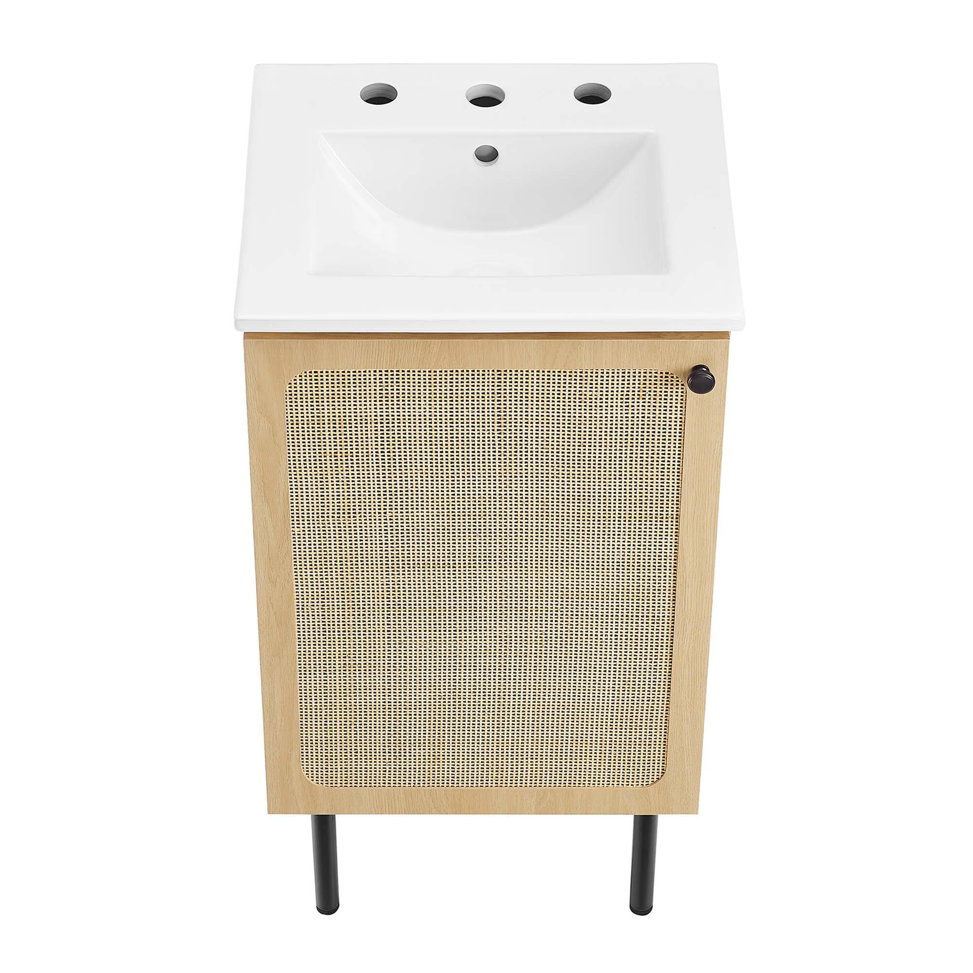 Alt View 10. Modway - Chaucer Bathroom Vanity with White Basin Included by Modway - Oak White.