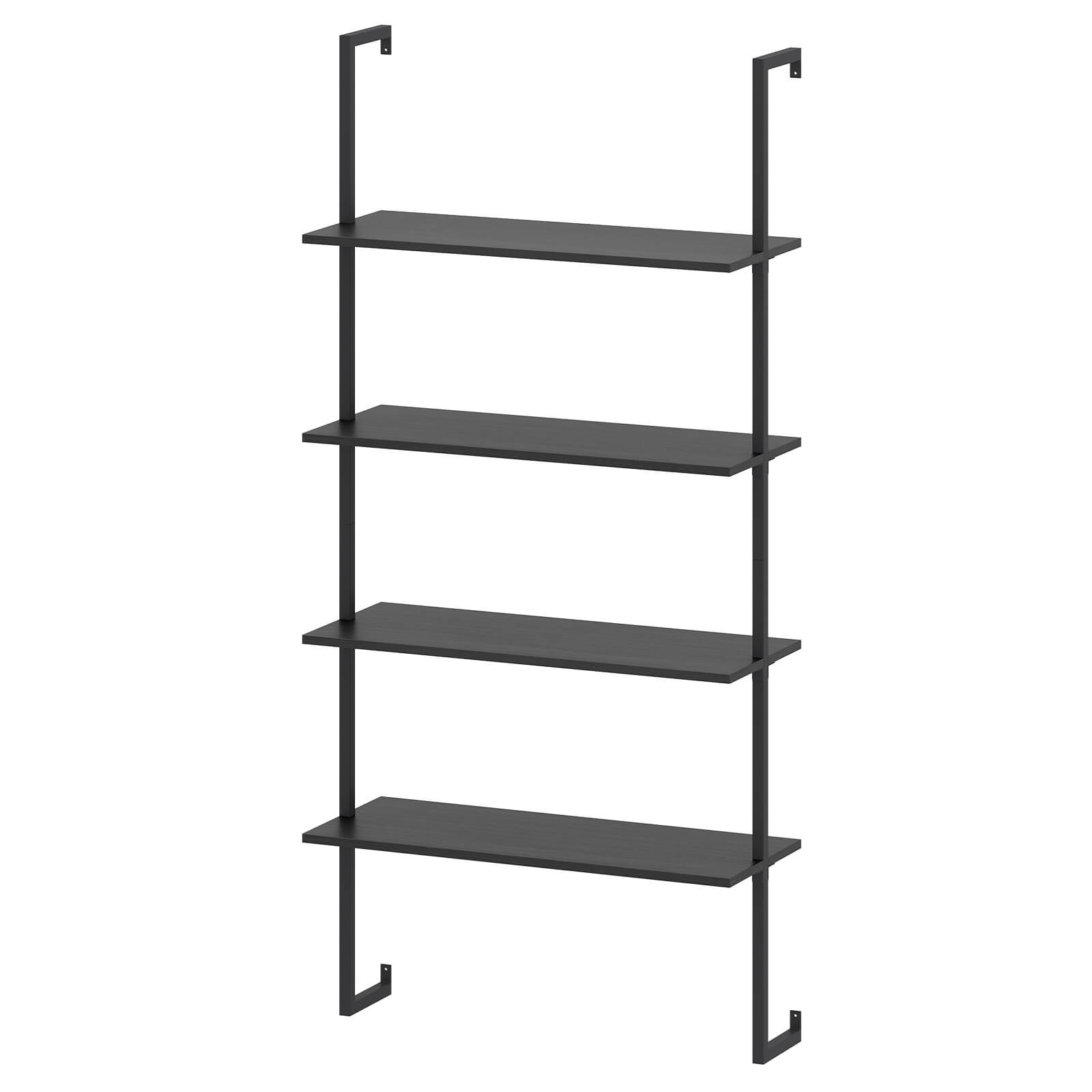 Alt View 9. Costway - Costway 1 PCS 4-Tier Wall-Mounted Bookshelf, Floating Storage Display Shelves with Metal Frame - Black.
