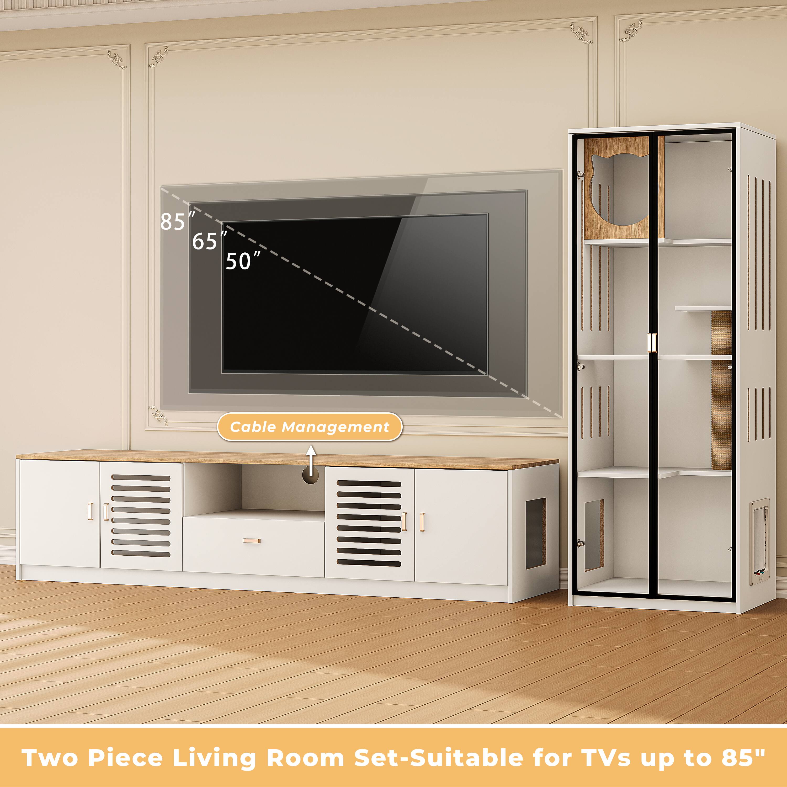 85" 65" 50"  
Cable Management  
Two Piece Living Room Set - Suitable for TVs up to 85"