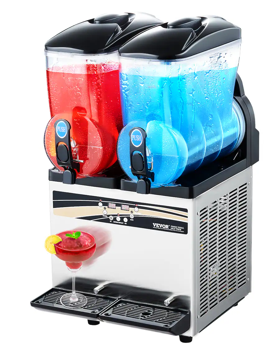 VEVOR Commercial Frozen Drink Maker, 15Lx2 Double Tank Slushy
