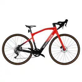 Vanpowers - UrbanCross-Ultra Lightweight 350W Hub-Motor Gravel E-Bike - Lava Red and Coke Black
