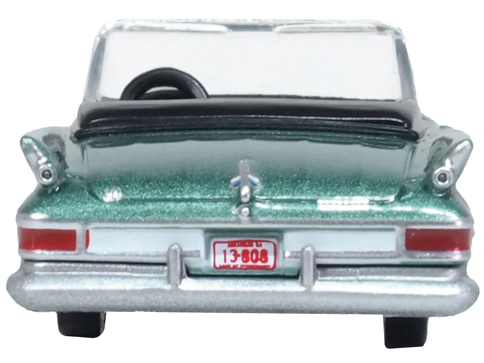 Back. Oxford Diecast - 1961 Chrysler 300 Convertible Pinewood Green Metallic 1/87 (HO) Scale Diecast Model Car by Oxford Diecast - Green Metallic.