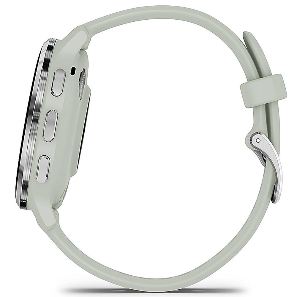 Alt View 4. Garmin - Venu 3S Fitness GPS Smartwatch 41 mm + Charging Stand & Extra Bands Bundle - Silver S/S Bezel | Sage Gray Case & Silicone Band.
