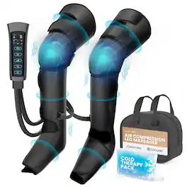SereneLife - Air Compression Leg Massager, Full Leg Massager with Heat and Compression, Ice Pack, Portable and Adjustable