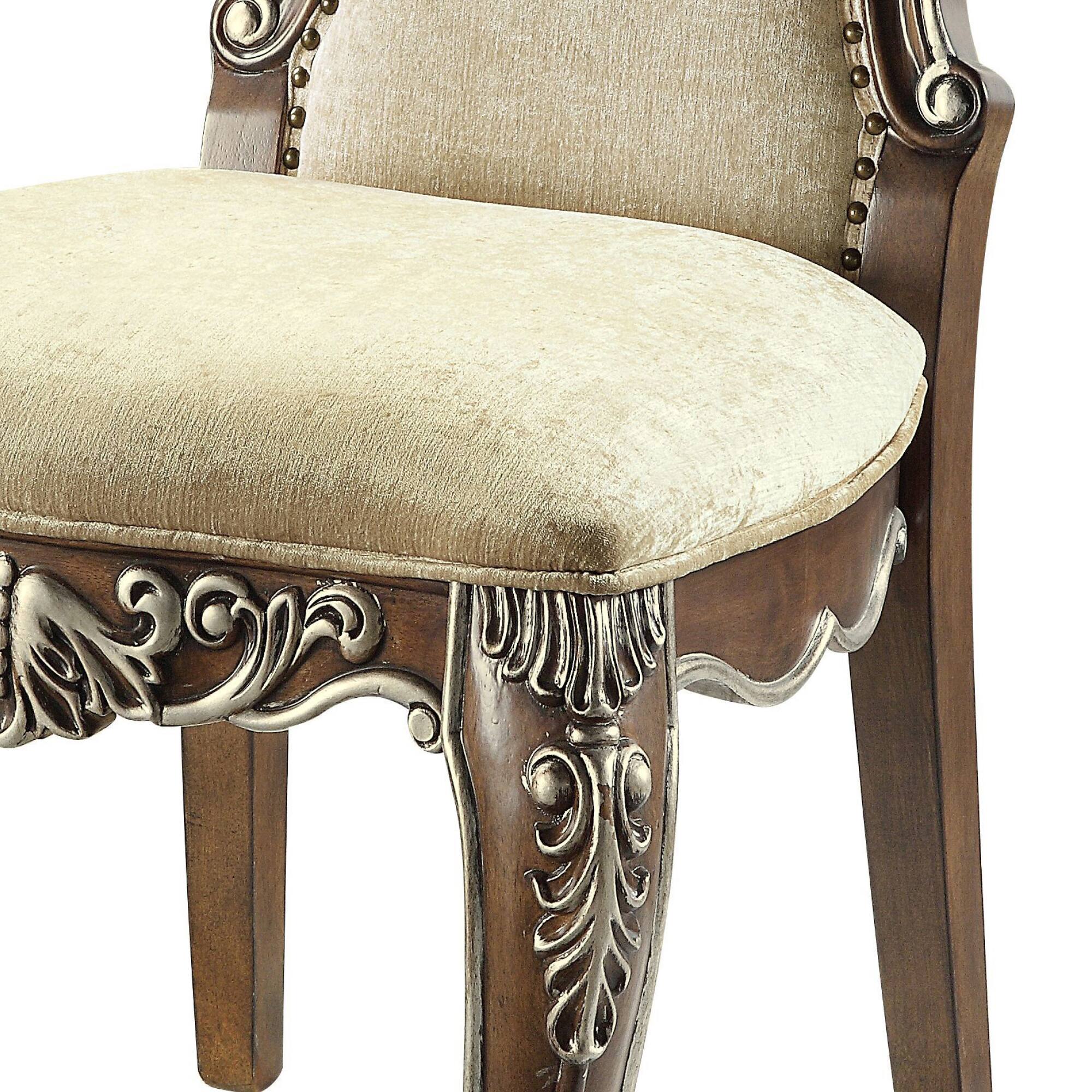 Alt View 3. GOODSILO - Antique Oak Finish Side Chair with Padded Back and Seat Cushions, Set of 2 - Oak.