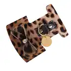 Front. PoisePup - Luxe Adjustable Leather Harness Vest, Soft with Bow and Crystal for Dogs - Leopard.