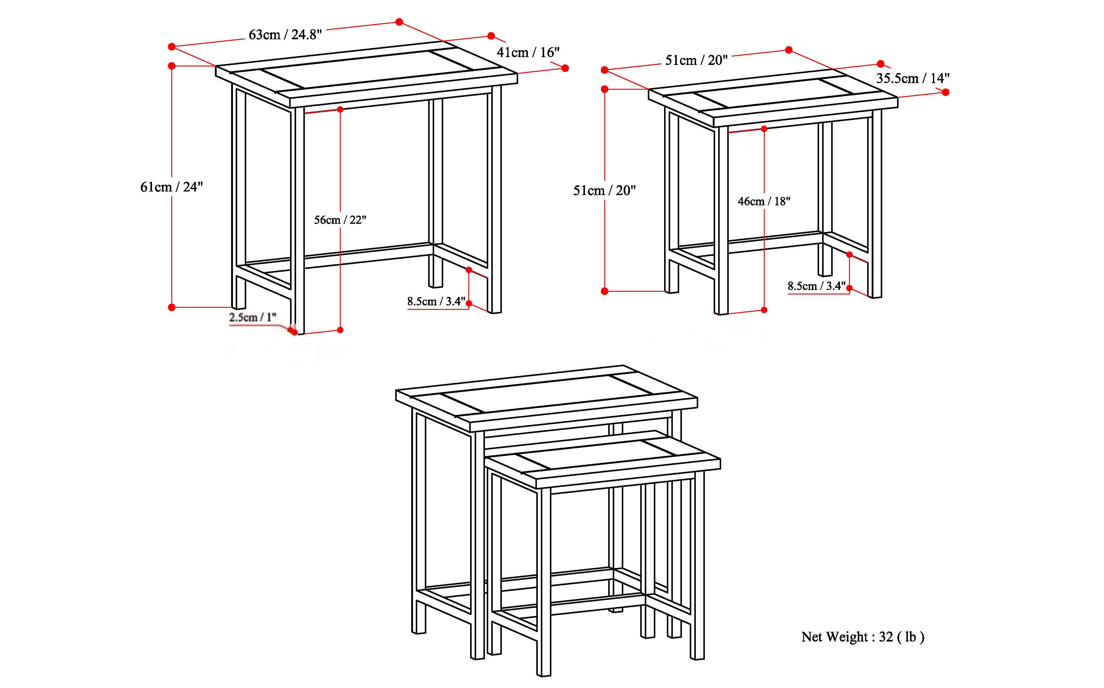 Alt View 17. Simpli Home - Skyler 2 Pc Nesting Side Table - Dark Cognac Brown.