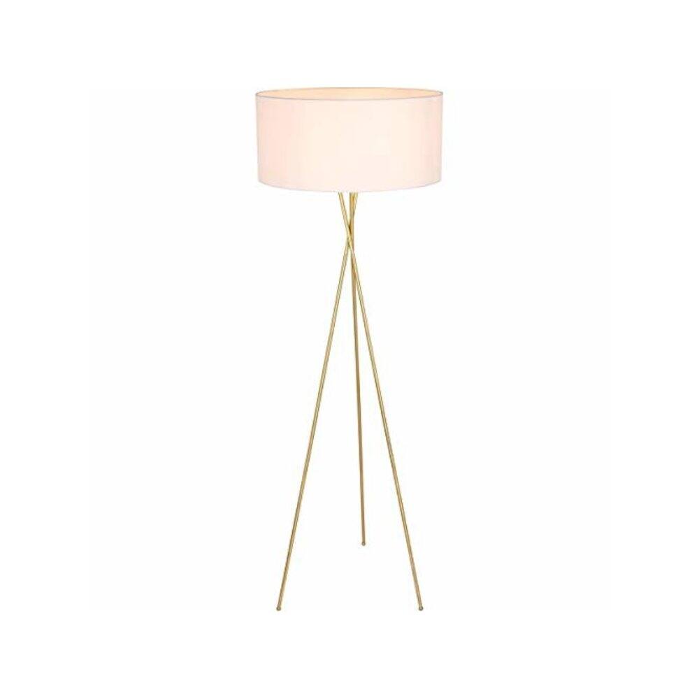 Alt View 1. Living District - Cason 1 light Brass and White shade Floor lamp - Brass And White Shade.