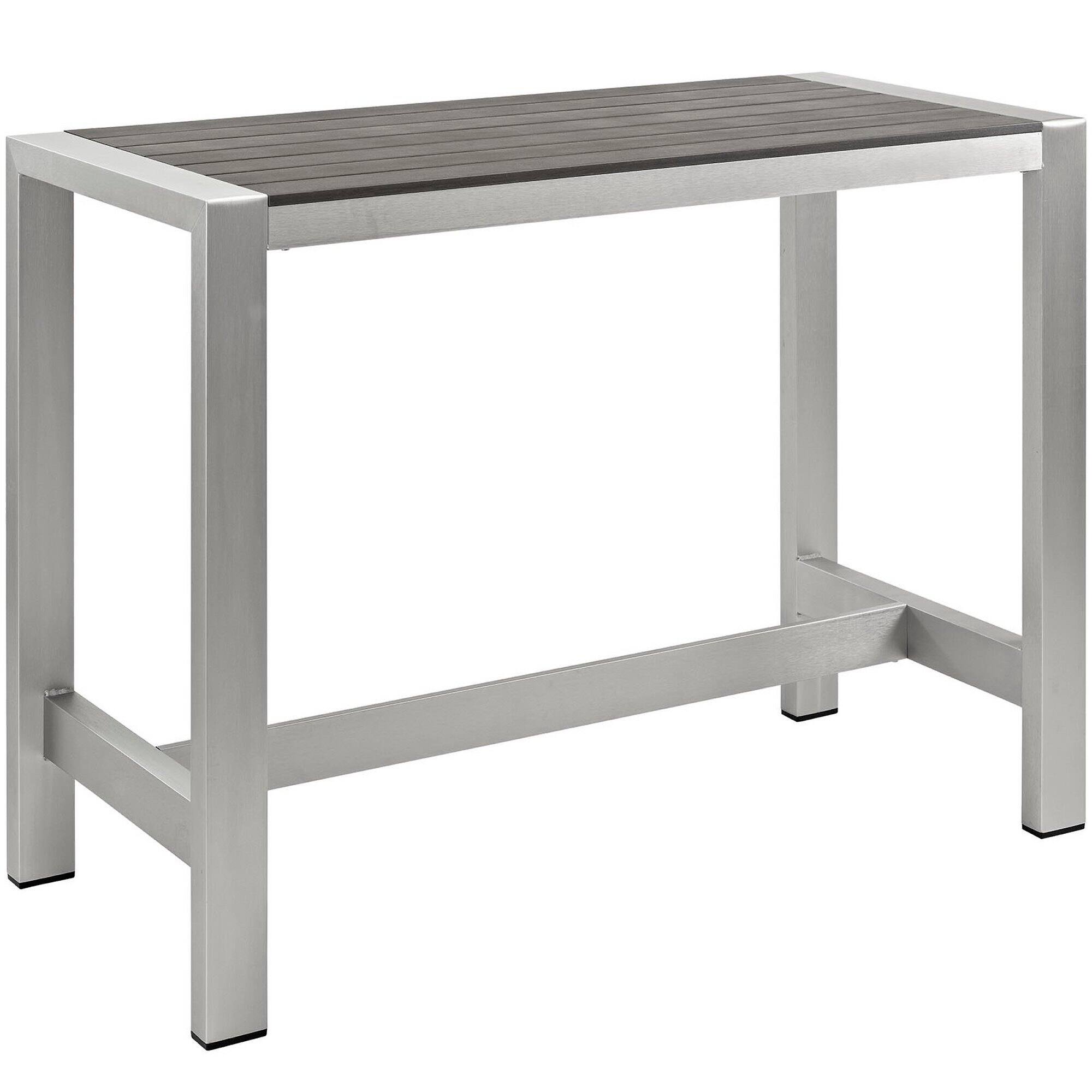 Angle. Modway - Shore Outdoor Patio Aluminum Rectangle Bar Table by Modway - Silver Gray.