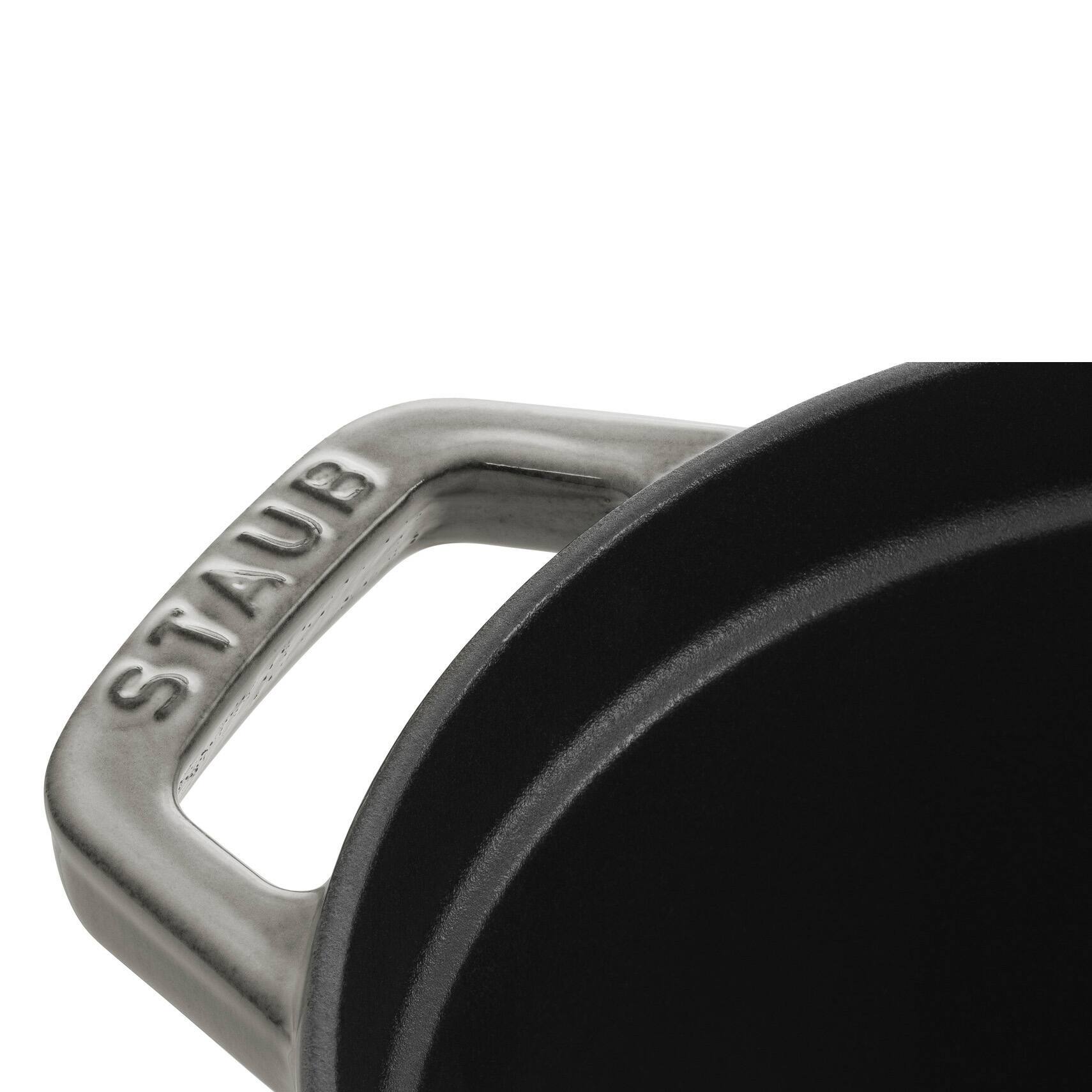 Alt View 4. Staub - Staub Cast Iron 1-qt Oval Cocotte - Graphite Grey - Graphite Grey.