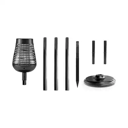 Front. PIC - Flickering Flame Solar Bug Zapper Insect Killer Torch - Black.
