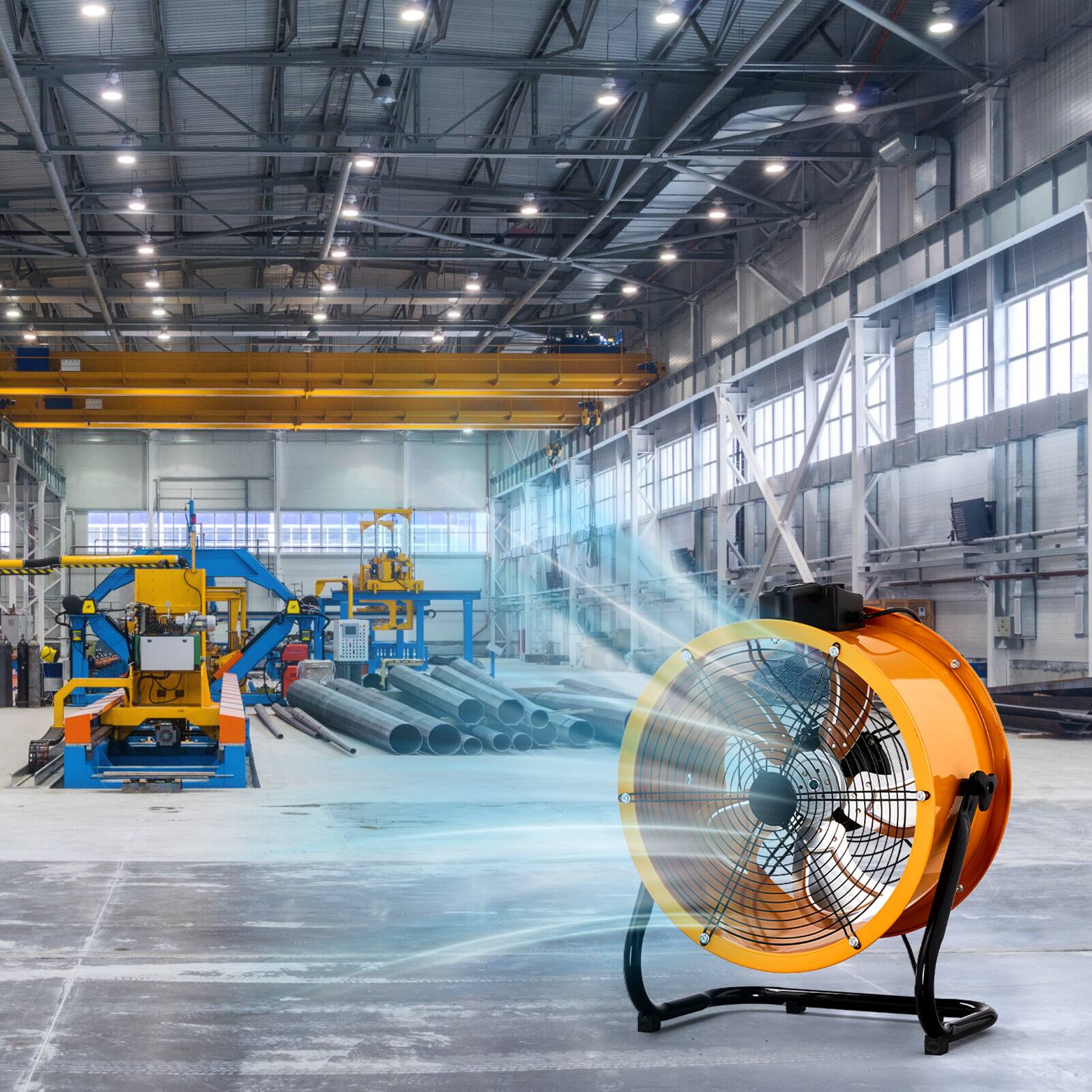 Alt View 10. Winado - 16 Inch High Velocity Drum Fan, Industrial Metal Floor Fan with Handle, Heavy Duty, 4-Speeds, Air Circulator Fan - Orange.