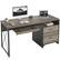 Left. Bestier - 55 Inch Computer Desk with File Cabinet & Keyboard Tray, Study&Executive Workstation - Retro Gray Oak Dark.