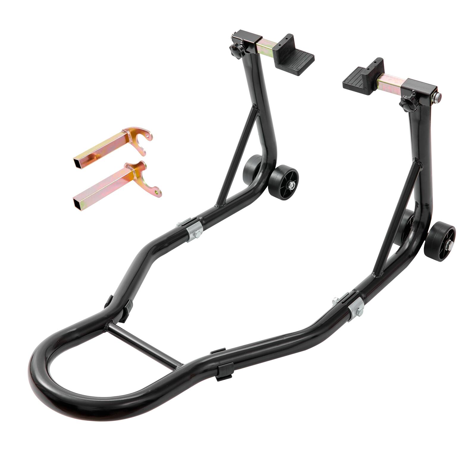 Front. VEVOR - Motorcycle Rear Wheel Stand,with U + L Fork Swingarm Spool, 850 lbs Capacity Heavy Duty Rear Wheel Stand Motorcycle Lift - Black.