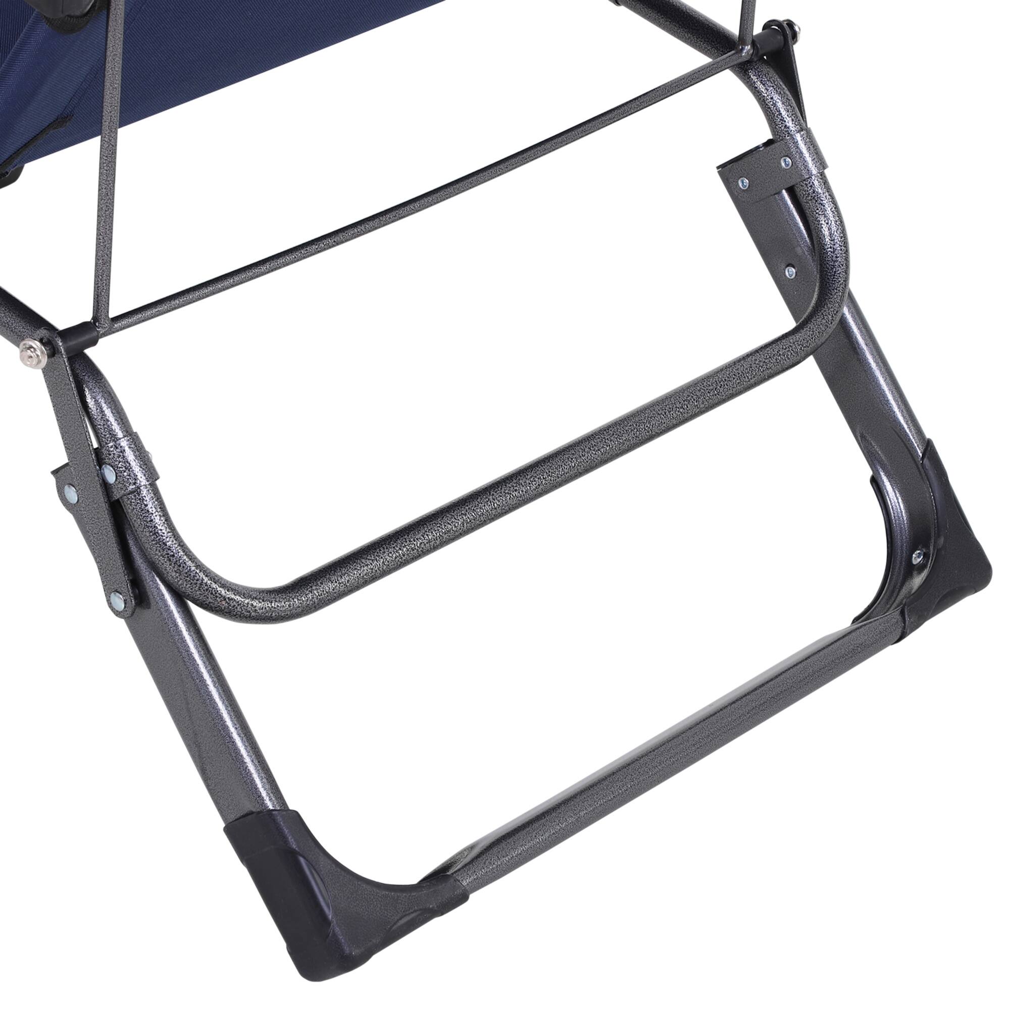 Alt View 7. Outsunny - Folding Chaise Lounge Chair for Outside, 2-in-1 Tanning Chair with Pillow & Pocket, Adjustable Pool Chair for Beach - Navy.