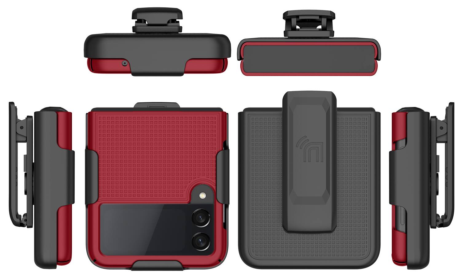 Alt View 9. Nakedcellphone - Slim Case and Belt Clip Holster Combo for Samsung Galaxy Z Flip 3 Phone (SM-F711, 2021) - Red.