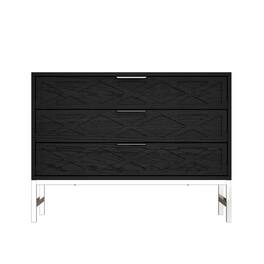 Famapy - Bedside Table 3 Drawers Dresser Elevate Bedroom Style with Functional Flair - Black