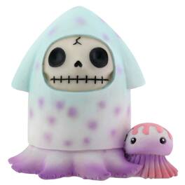 Pacific Trading - Furrybones Squeed Skeleton in Squid Costume with Jellyfish Friend Figurine - Blue