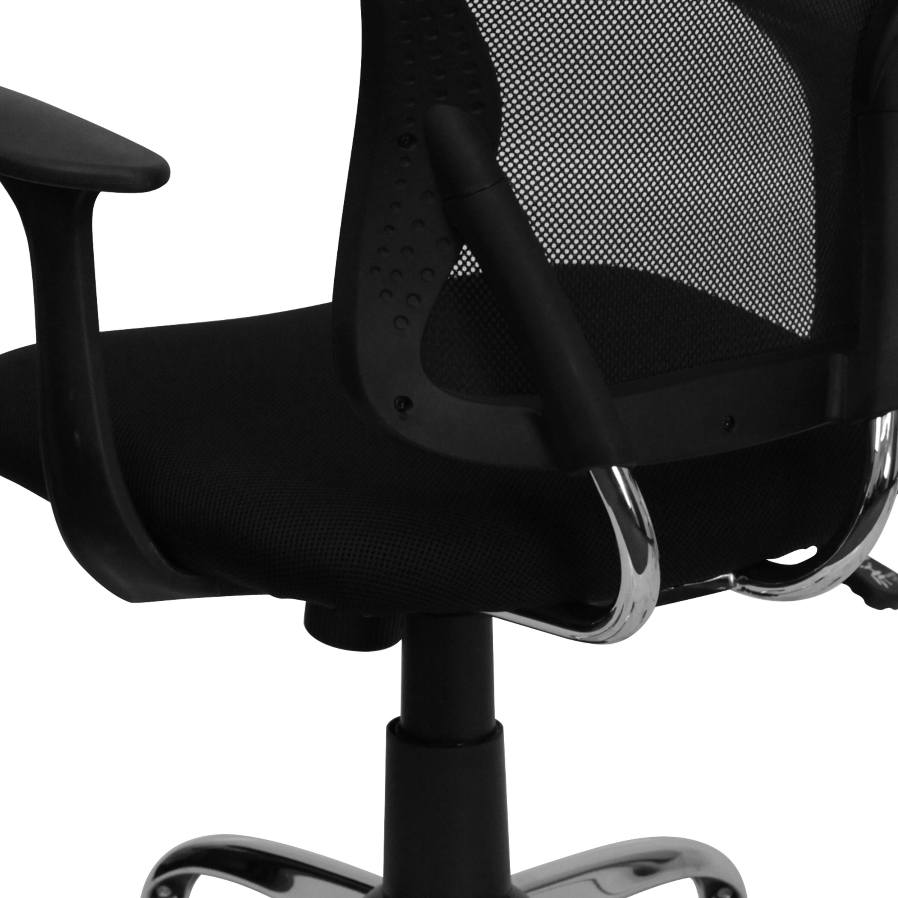 Alt View 8. Emma + Oliver - Mid-Back Mesh Swivel Task Office Chair with Chrome Base and Arms - Black.