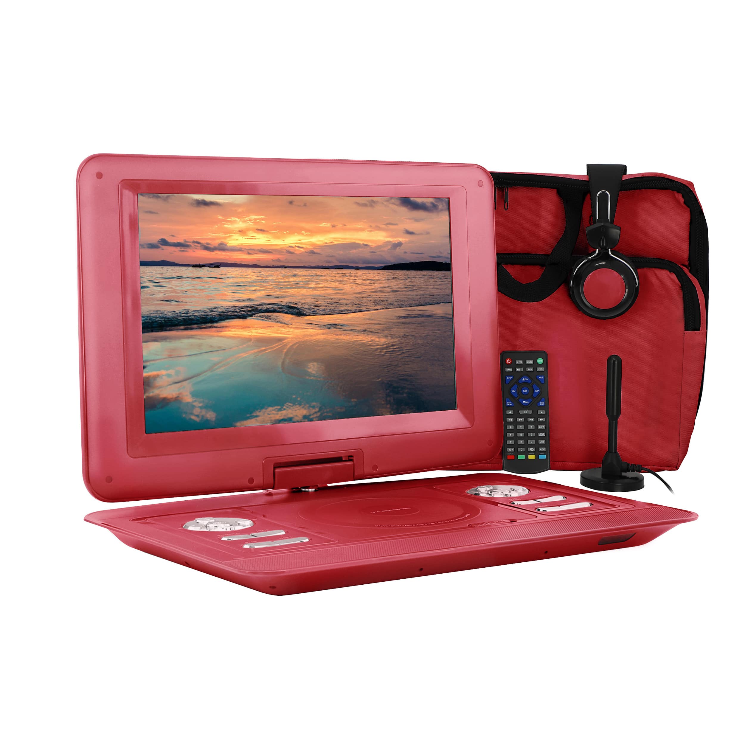 Front. Trexonic - Trexonic 14.1 Inch Portable TV+DVD Player with Swivel TFT-LCD Screen and USB,SD,AV,HDMI Inputs - Red.