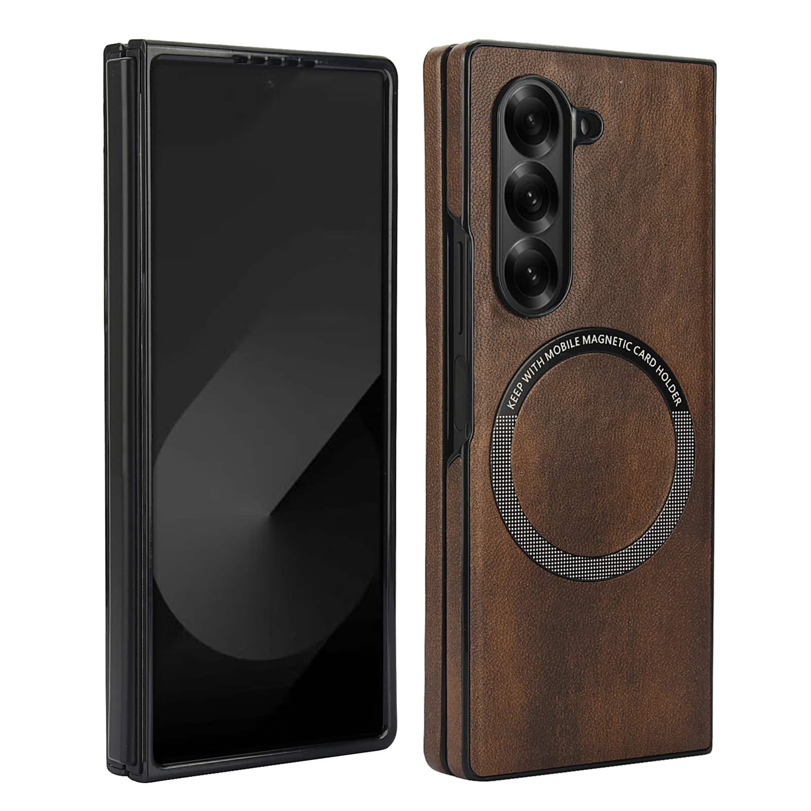 Dteck - Magnetic PU Leather Case for Samsung Galaxy Z Fold8 Ultra,Slim Shock-Absorbent Back Cover,Supports Qi Wireless Charging - Brown price history on PriceWatchPro