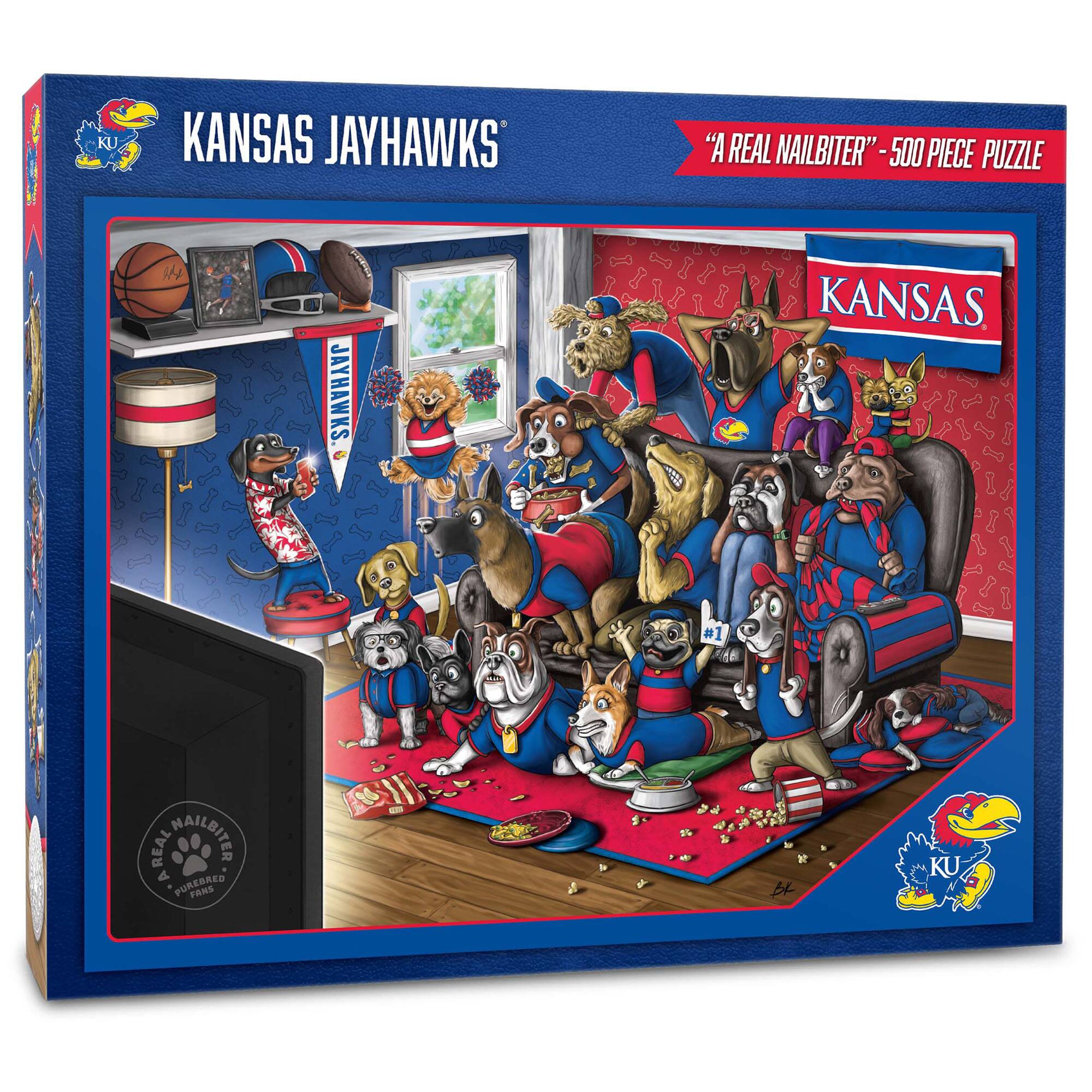 KANSAS JAYHAWKS

"A REAL NAILBITER" - 500 PIECE PUZZLE

KANSAS

#1

"A REAL NAILBITER" - PURDUEDED PANS

KU