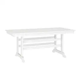 Flash Furniture - Abraham Commercial Grade Indoor/Outdoor 72" Rectangle Recycled HDPE Adirondack Dining Table for 6 - White