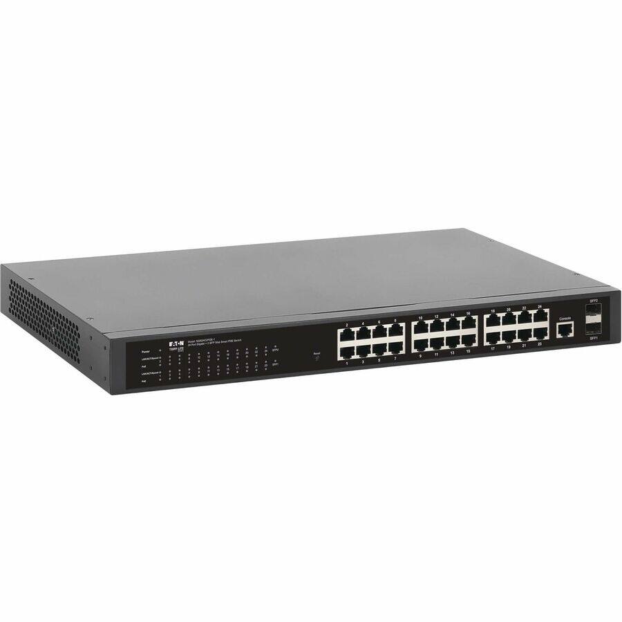 Alt View 5. Tripp Lite - Eaton Tripp Lite Series 24-Port Managed Gigabit Ethernet Switch with PoE+ - Layer 2, 1 Gbps, 2x GbE SFP Ports, 370W PoE - Unknown.