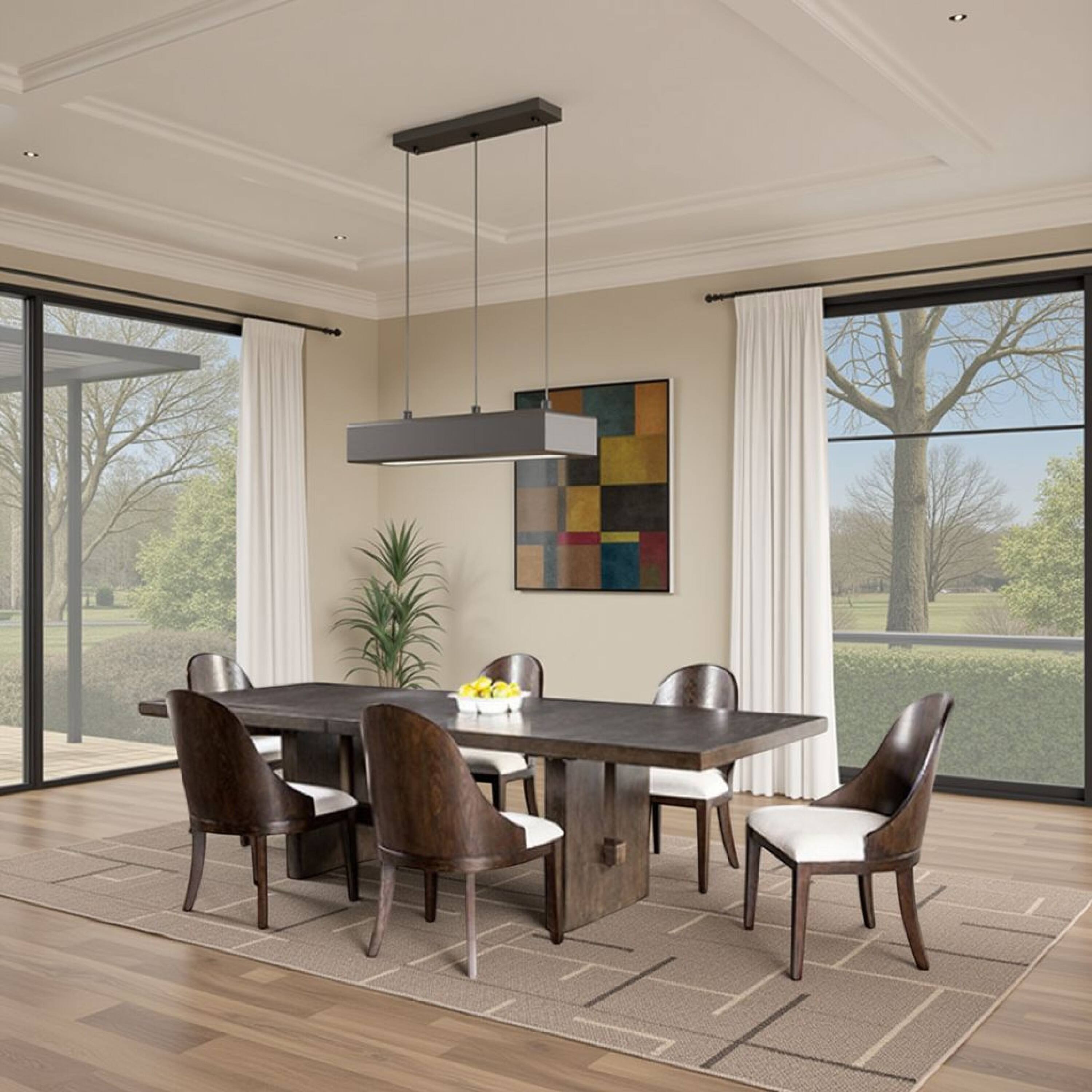 Alt View 5. Manhattan Lane - Mordy 7pc Dining Table Set, 72-90 Inch Expandable Leaf, 6 Chairs - Dark Walnut Brown, Off-White.