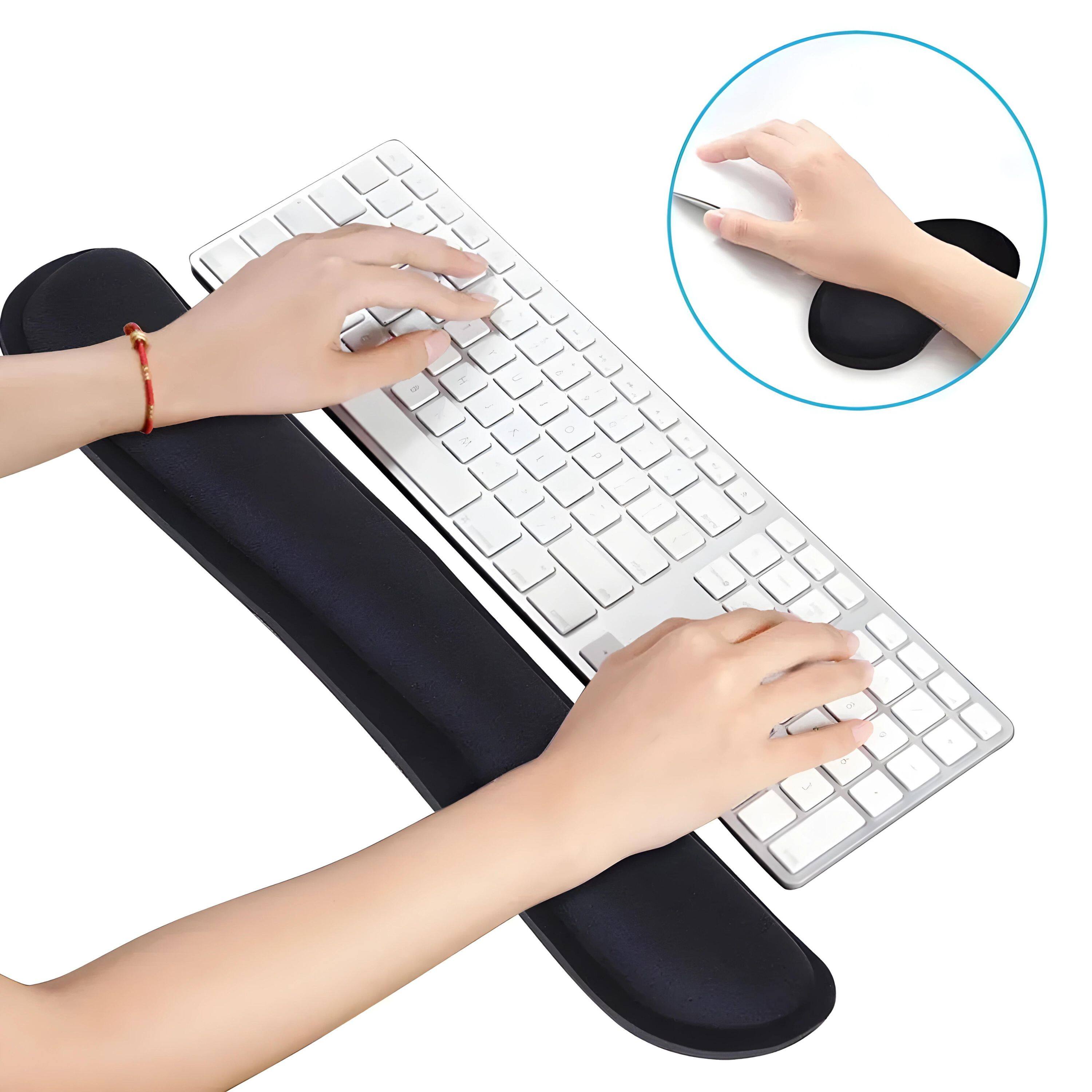 Angle. Kitcheniva - Keyboard & Mouse Wrist Rest Pad Set - Black.