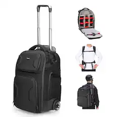 Front. Neewer - 2-in-1 Camera Roller Bag, Shockproof, Black.