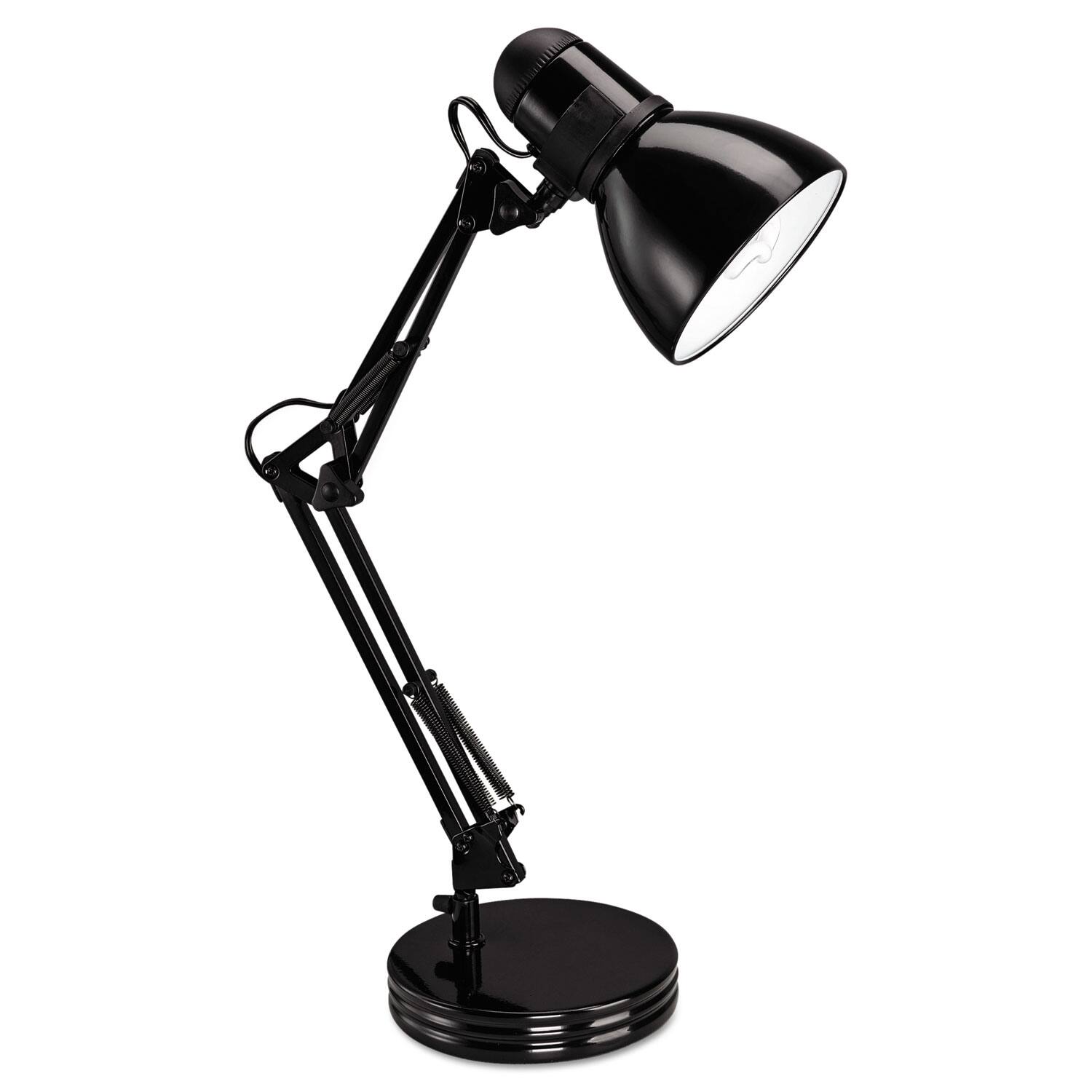 Left. Alera - Architect Desk Lamp, Adjustable Arm, 6.75w x 11.5d x 22h, Black.
