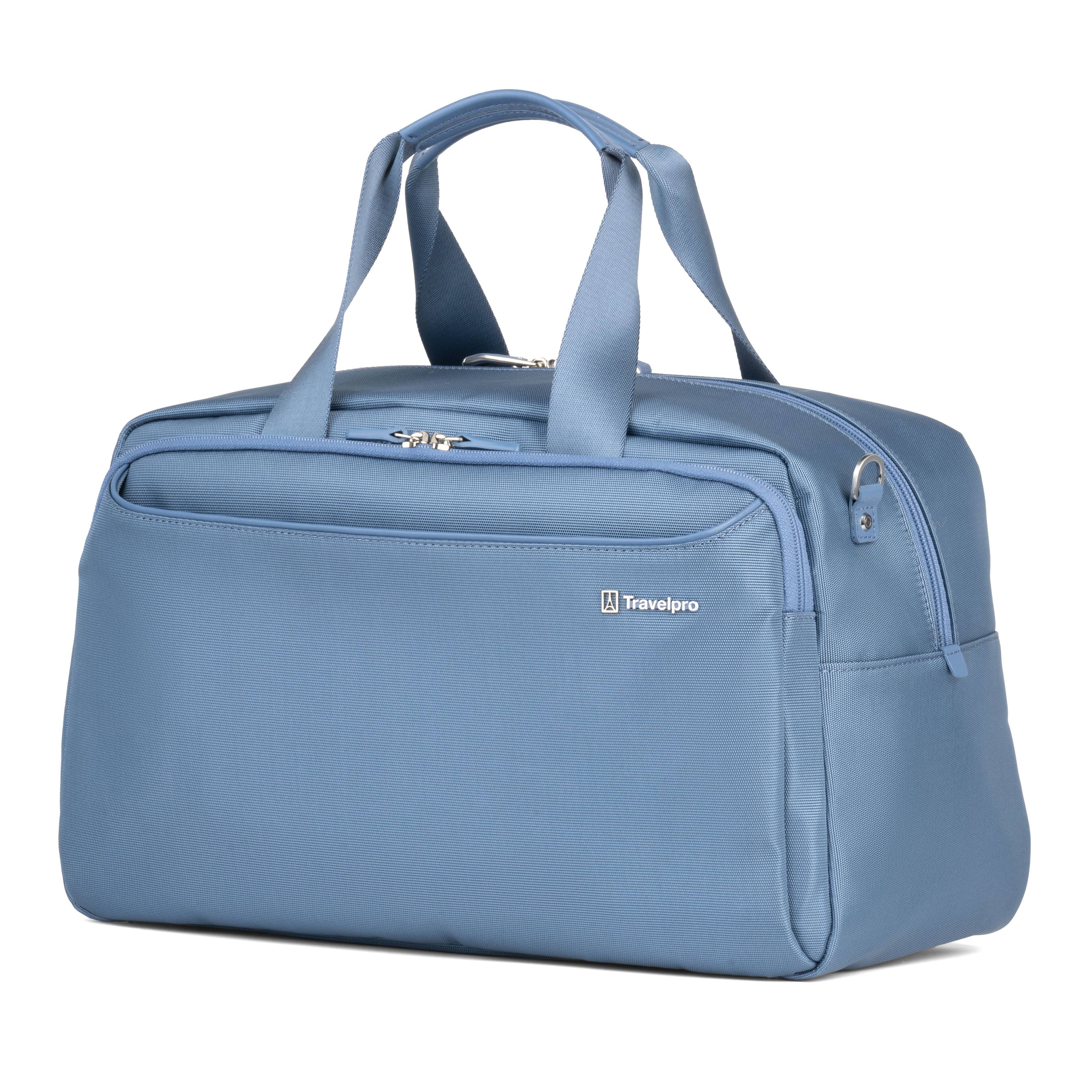Angle. Travelpro - Versapack + Softside Carry-On & Underseat Travel Tote Bag Luggage Set - Elemental Blue.