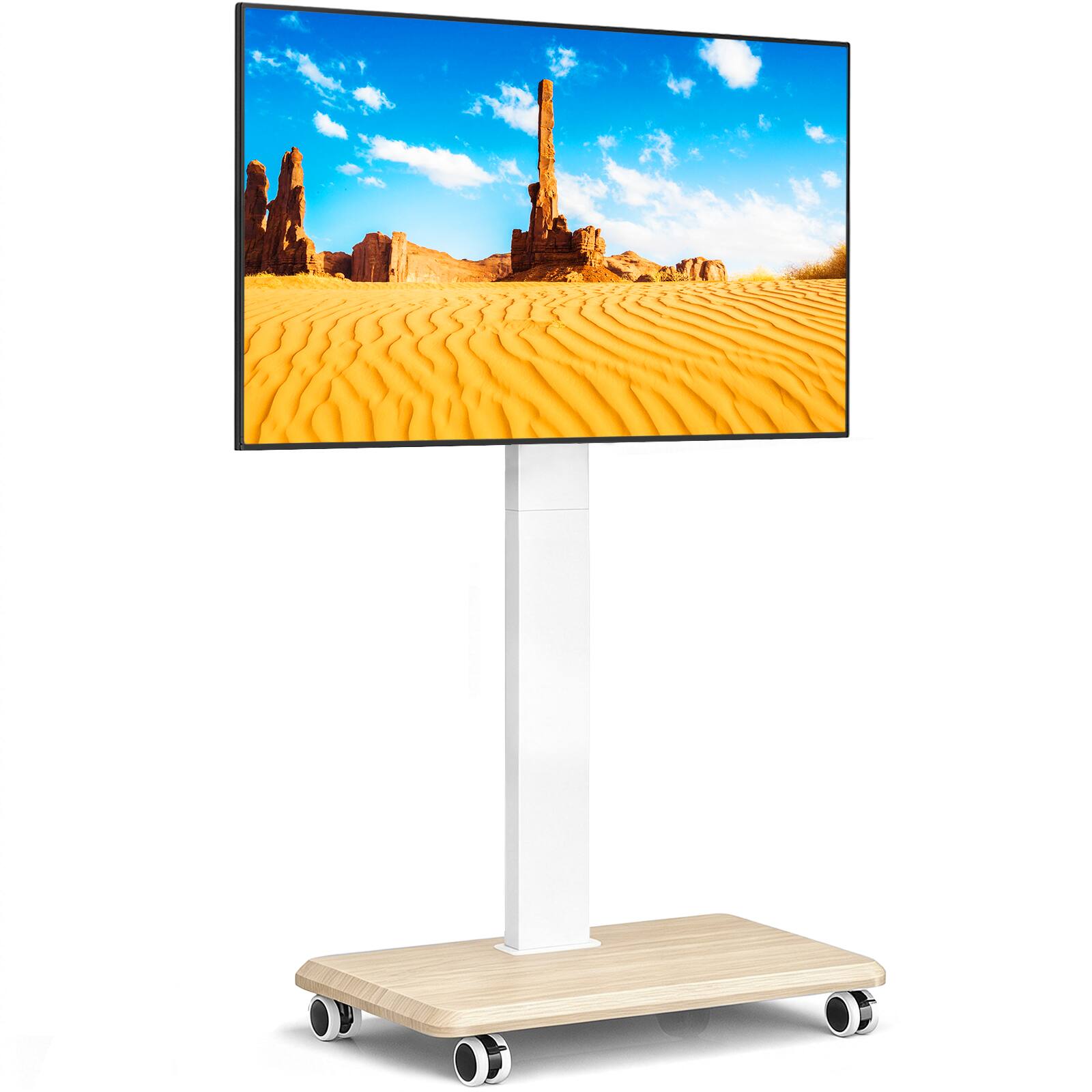 Front. Rfiver - Compatible with mobile floor-mounted TVs ranging from 32 to 70 inches - White.
