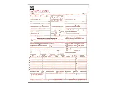 Front. Adams - CMS-1500 Health Insurance Claims, 100/Pack - White/Red.