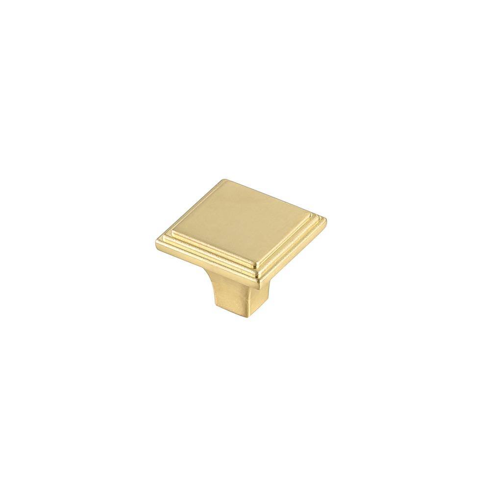 Back. Elegant Decor - Wilow 1" Brushed Gold Square Knob Multipack (Set of 10) - Brushed Gold.