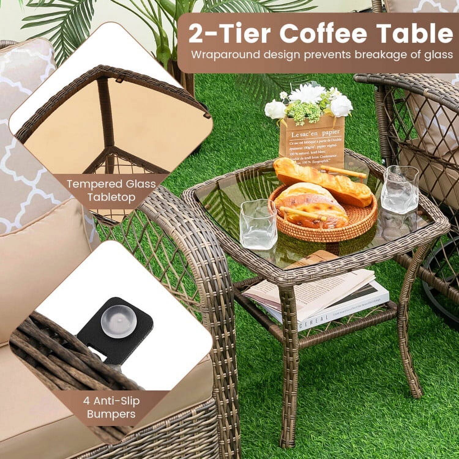 2-Tier Coffee Table  
Wraparound design prevents breakage of glass  

Tempered Glass Tabletop  

4 Anti-Slip Bumpers