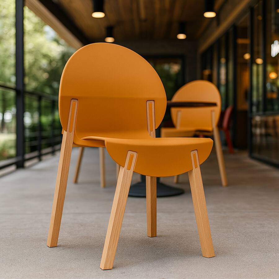 Mondawe 4 Pack Crimson Chairs – Red Oak Wood Legs & PP Seat Orange ...