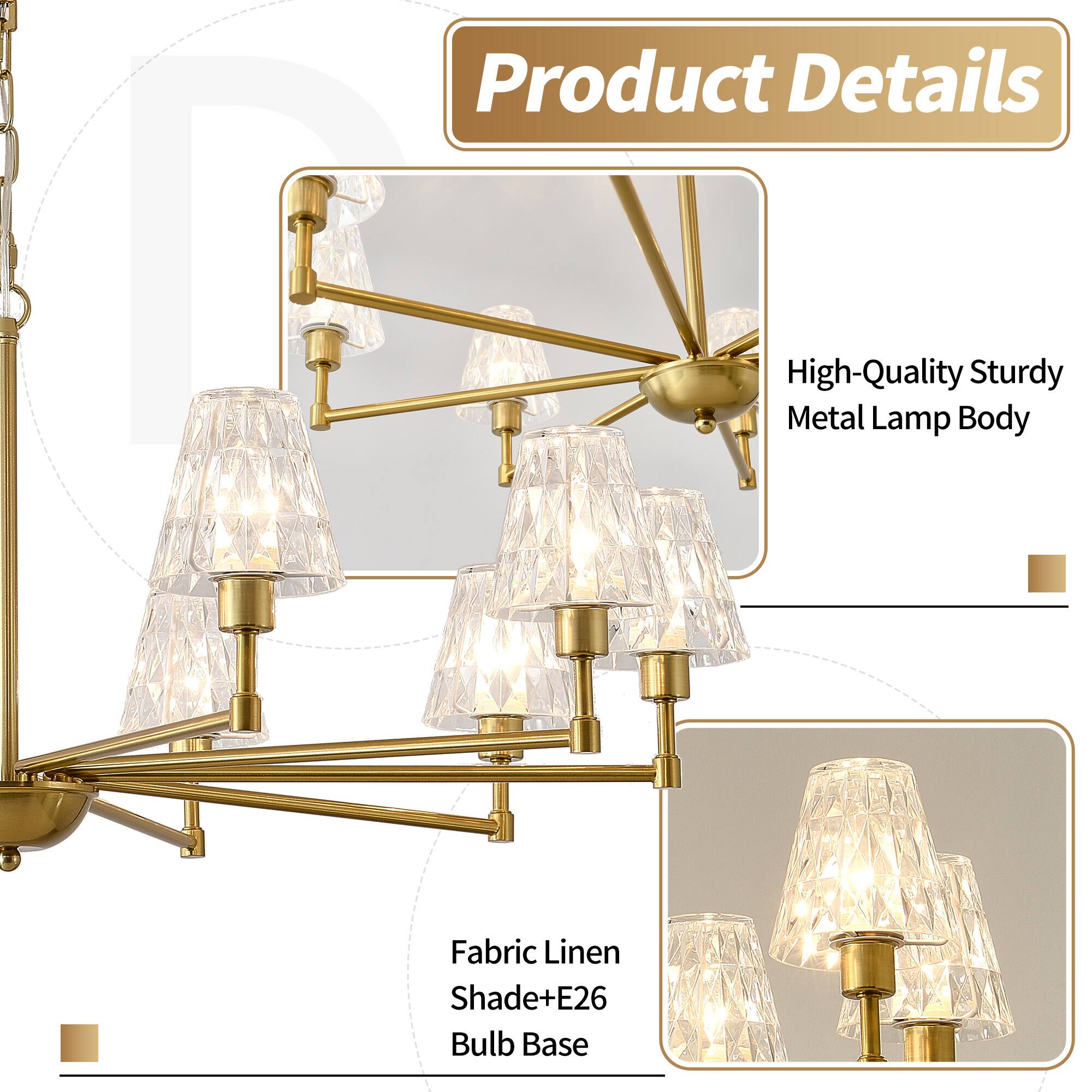 Product Details

- High-Quality Sturdy Metal Lamp Body
- Fabric Linen Shade+E26 Bulb Base