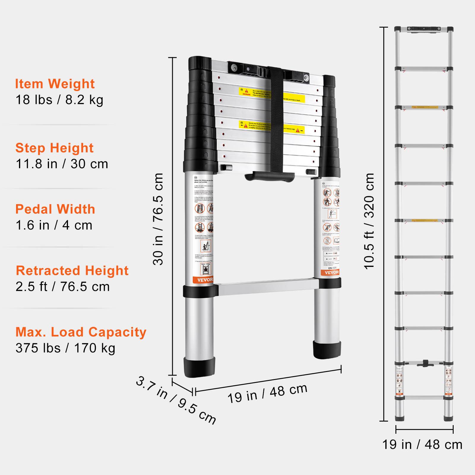 - Item Weight: 18 lbs / 8.2 kg
- Step Height: 11.8 in / 30 cm
- Pedal Width: 1.6 in / 4 cm
- Retracted Height: 2.5 ft / 76.5 cm
- Max. Load Capacity: 375 lbs / 170 kg
- Step Height: 11.8 in / 30 cm
- Pedal Width: 1.6 in / 4 cm
- Retracted Height: 2.5 ft / 76.5 cm
- Max. Load Capacity: 375 lbs / 170 kg
- Step Height: 11.8 in / 30 cm
- Pedal Width: 1.6 in / 4 cm
- Retracted Height: 2.5 ft / 76.5 cm
- Max. Load Capacity: 375 lbs / 170 kg
- Step Height: 11.8 in / 30 cm
- Pedal Width: 1.6 in / 4 cm
- Retracted Height:
